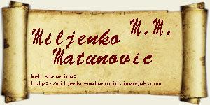 Miljenko Matunović vizit kartica